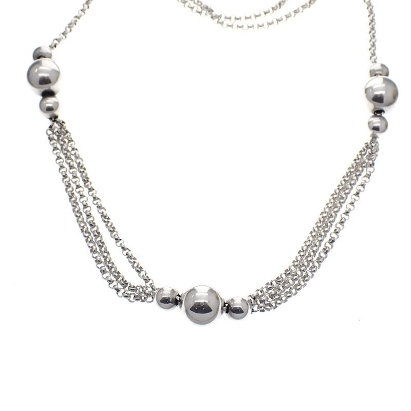 Image 1 of Silver vintage jasseron necklace with fixed pendant | 80 cm