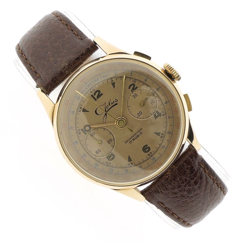 Image 15 of Jolus Autres Horlogerie; vintage 18k. gouden heren horloge met chronograaf