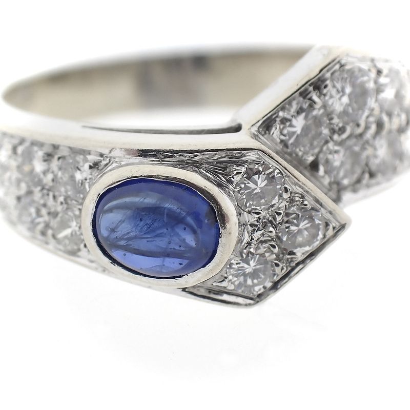 Image 5 of White gold ring with sapphire and diamonds 0.61 ct.