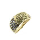Image 1 of Gold pavé ring set with sapphire