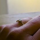 Image 10 of Golden solitaire ring with zirconia