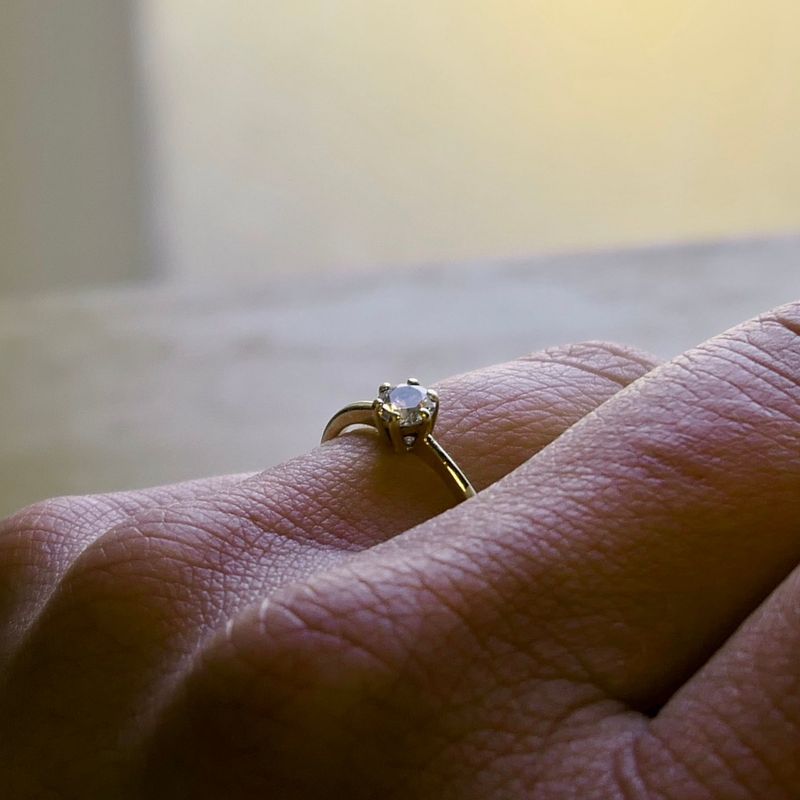 Image 10 of Golden solitaire ring with zirconia