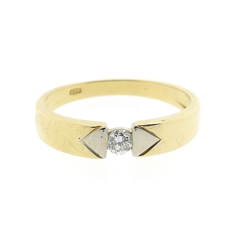 Image 3 of Two-tone gold ring with diamond; 0.06 ct.