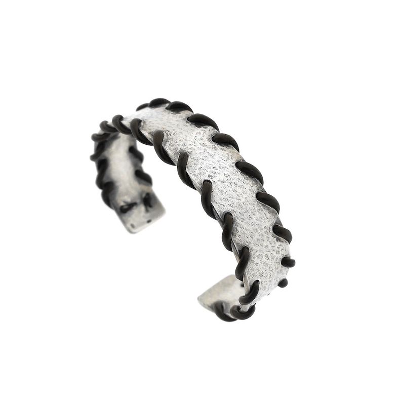 Image 3 of Silver JWLZ leather bracelet; Size S/M