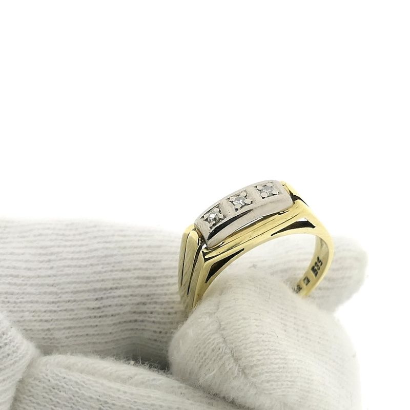 Image 8 of Gold bicolor ring with diamond 0.03 ct.