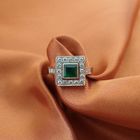 Image 2 of 1950s white gold ring set with a 0.50 ct. diamond and emerald