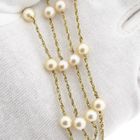 Image 9 of Gold Singapore link chain with pearls