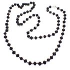 Image 1 of Antique mourning necklace with garnet beads on silver | 106 cm