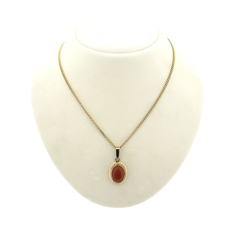 Image 3 of Antique gold pendant with blood coral