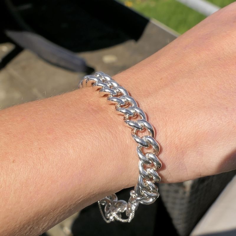 Image 9 of Solid silver gourmet link bracelet.