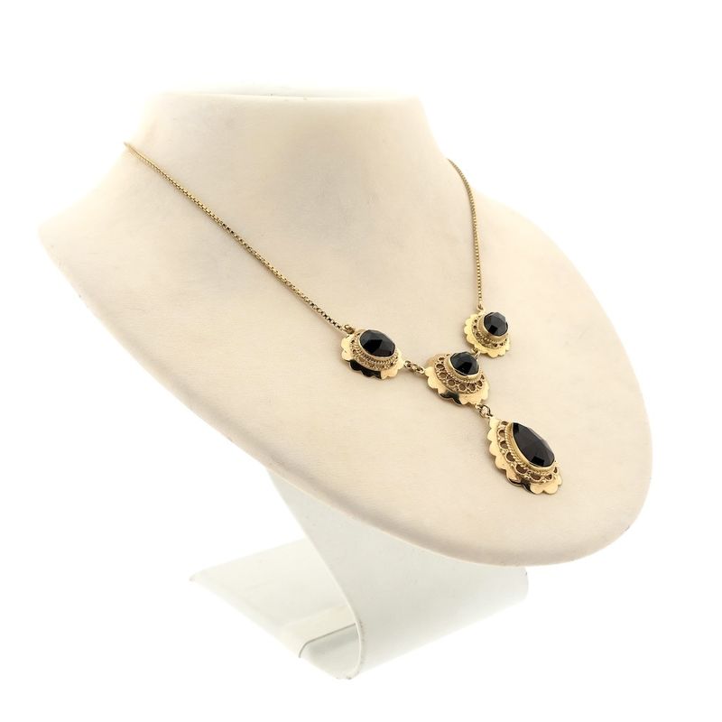 Image 4 of Antique gold necklace with garnet stones | 45 cm