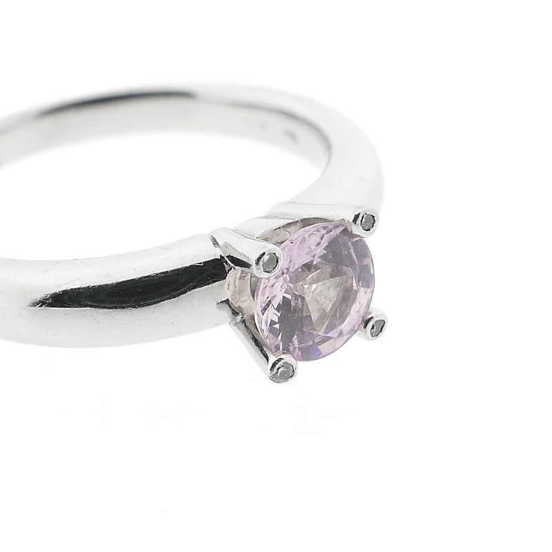 Image 6 of White gold 'Phlox' ring set with pink sapphire and diamonds; Bron Jewelry