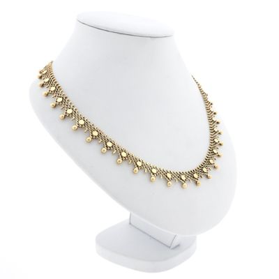 Image 2 of Gold gallery wire link necklace with balls