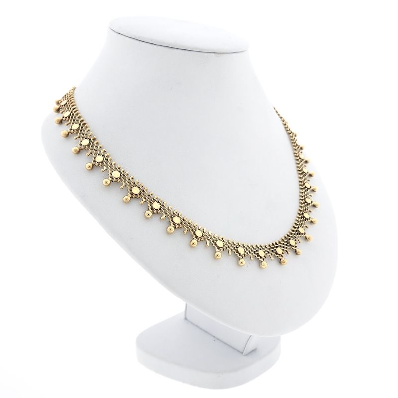 Image 2 of Gold gallery wire link necklace with balls