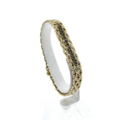 Vintage gold link bracelet with sapphire Image 1 of Vintage gold link bracelet with sapphire