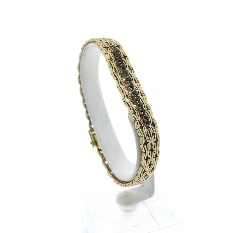 Image 1 of Vintage gold link bracelet with sapphire