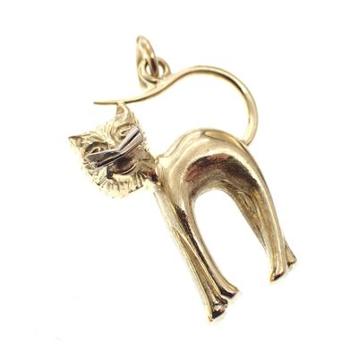 Image 2 of Gold pendant of an abstract cat