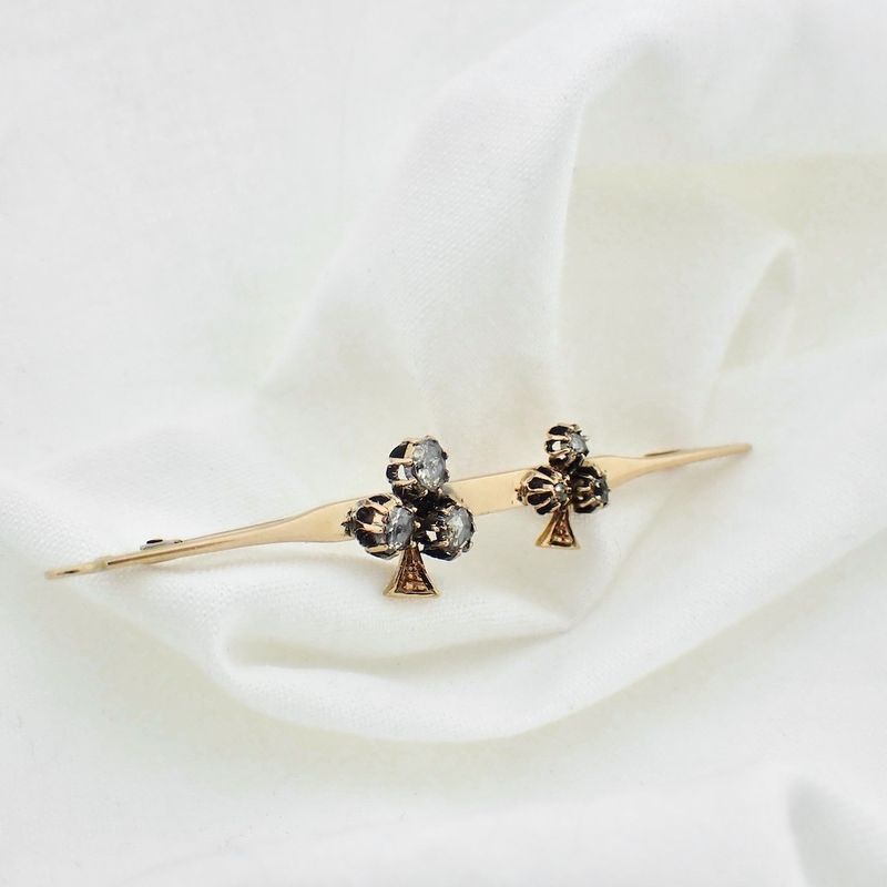 Image 4 of Antique gold brooch with diamonds; approx. 0.40 ct.