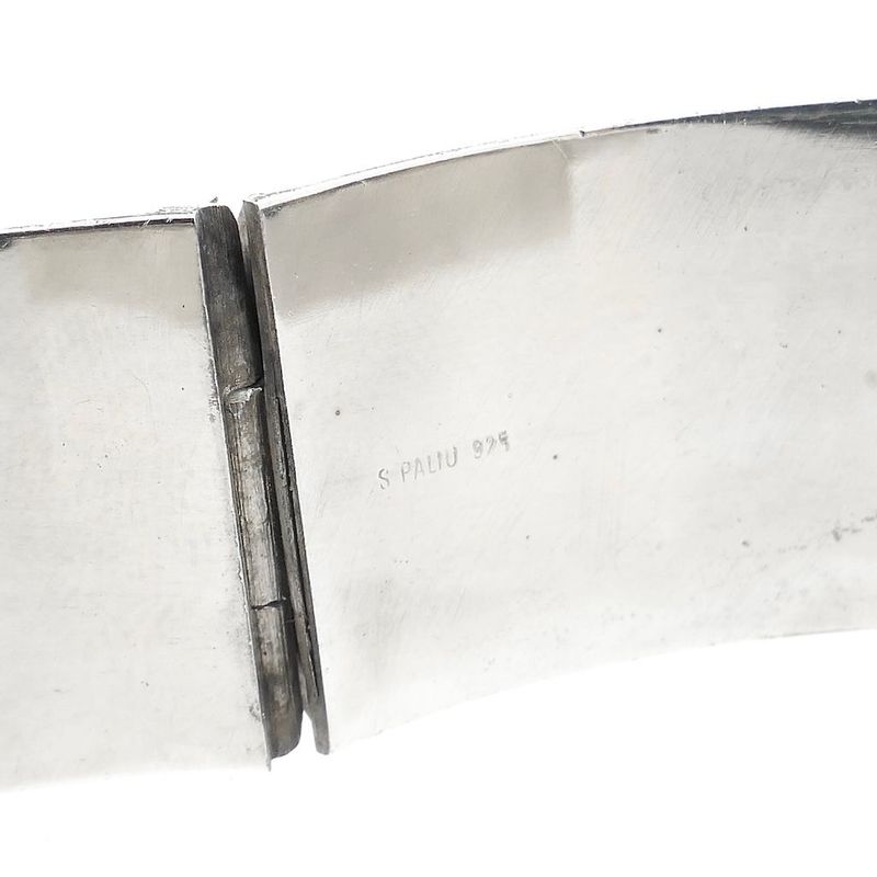 Image 6 of Wide Silver Slave Bracelet; Size S/M