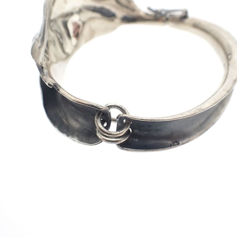 Image 10 of Silver floral fantasy bracelet with blood coral | Ø 54 mm