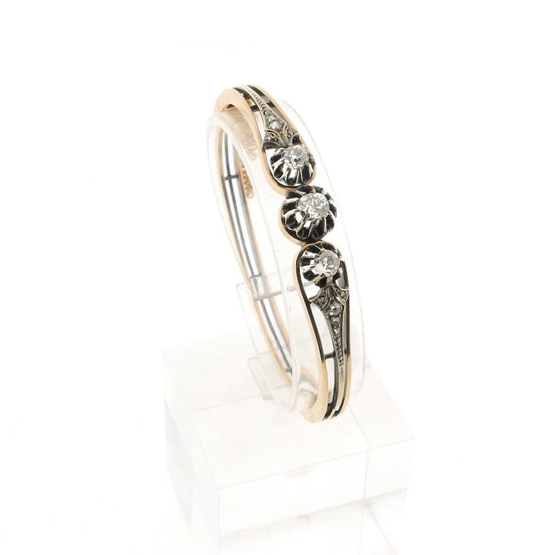Image 1 of Rose gold bangle with rose-cut diamonds; Size S/M