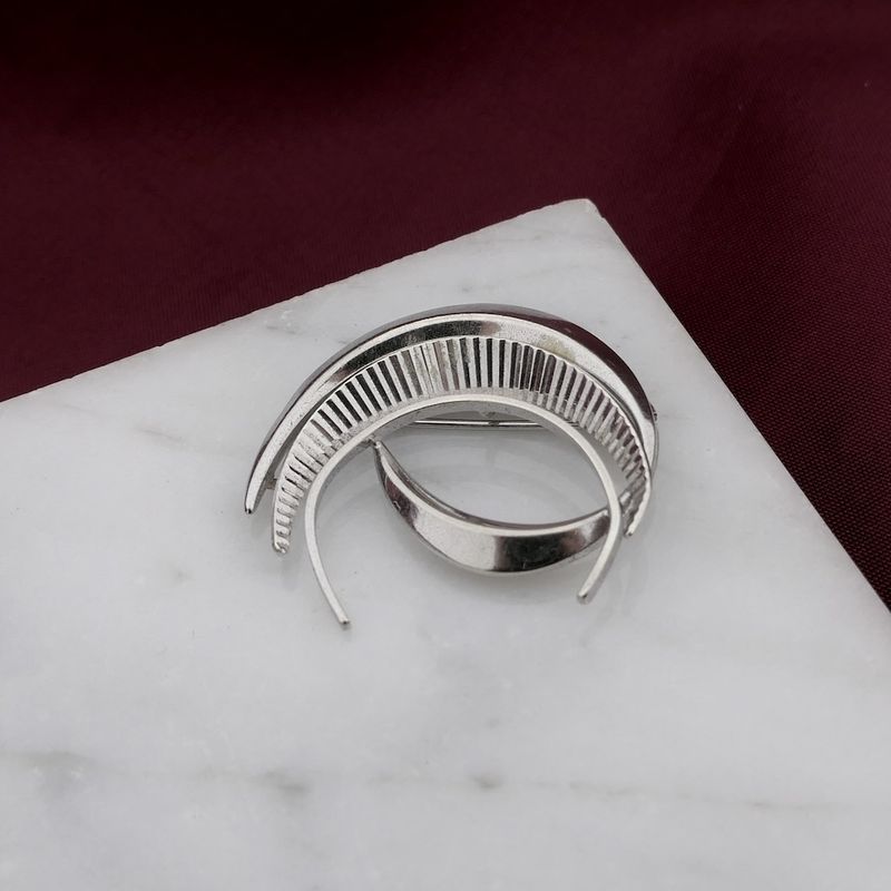 Image 2 of Silver Crescent Moon-Shaped Brooch
