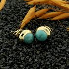 Image 2 of Gold stud earrings with turquoise