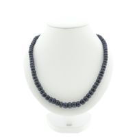 Sapphire bead necklace with gold clasp