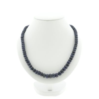 Image 1 of Sapphire bead necklace with gold clasp