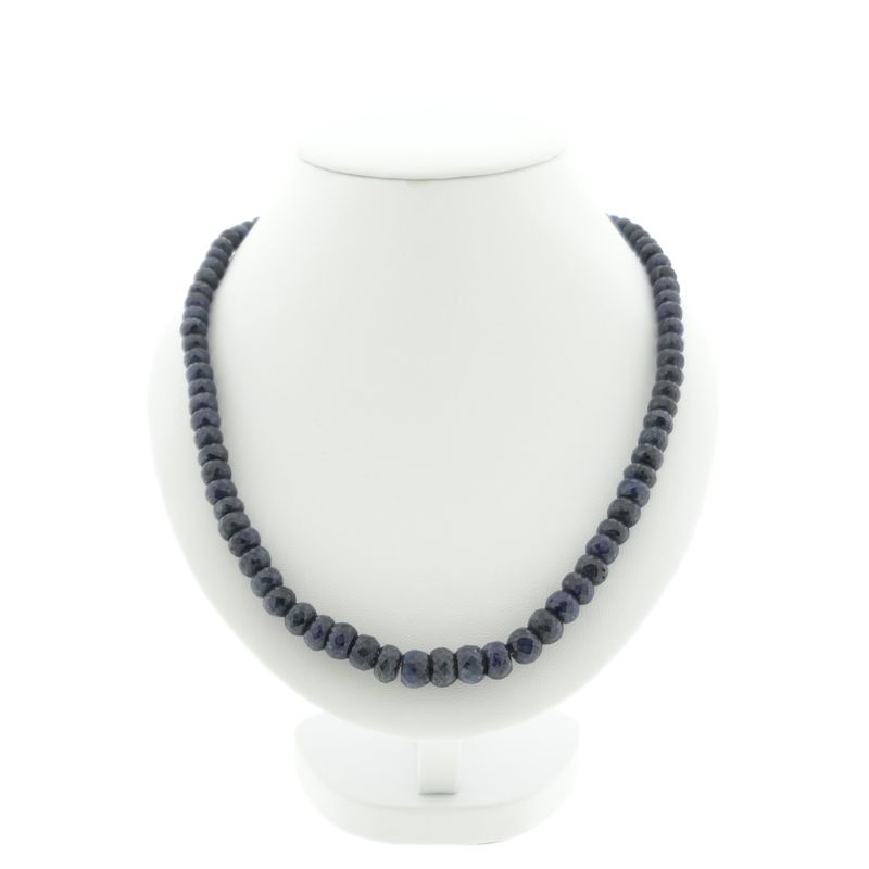 Image 1 of Sapphire bead necklace with gold clasp