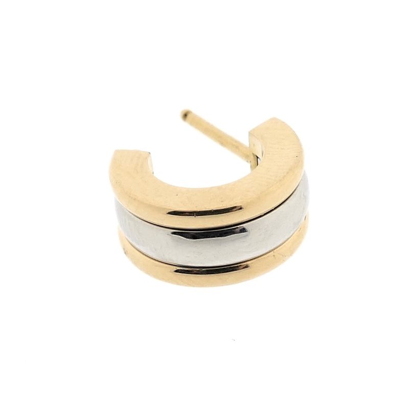 Image 5 of Paul Simons two-tone gold earrings; Half-round