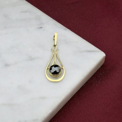 Vintage gold pendant with hematite Image 2 of Vintage gold pendant with hematite