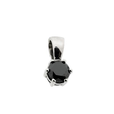Image 1 of White gold solitaire pendant with black diamond; 1.00 ct.