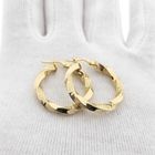 Image 11 of Gold twisted hoop earrings with Greek symbols; Ø 25.5 mm