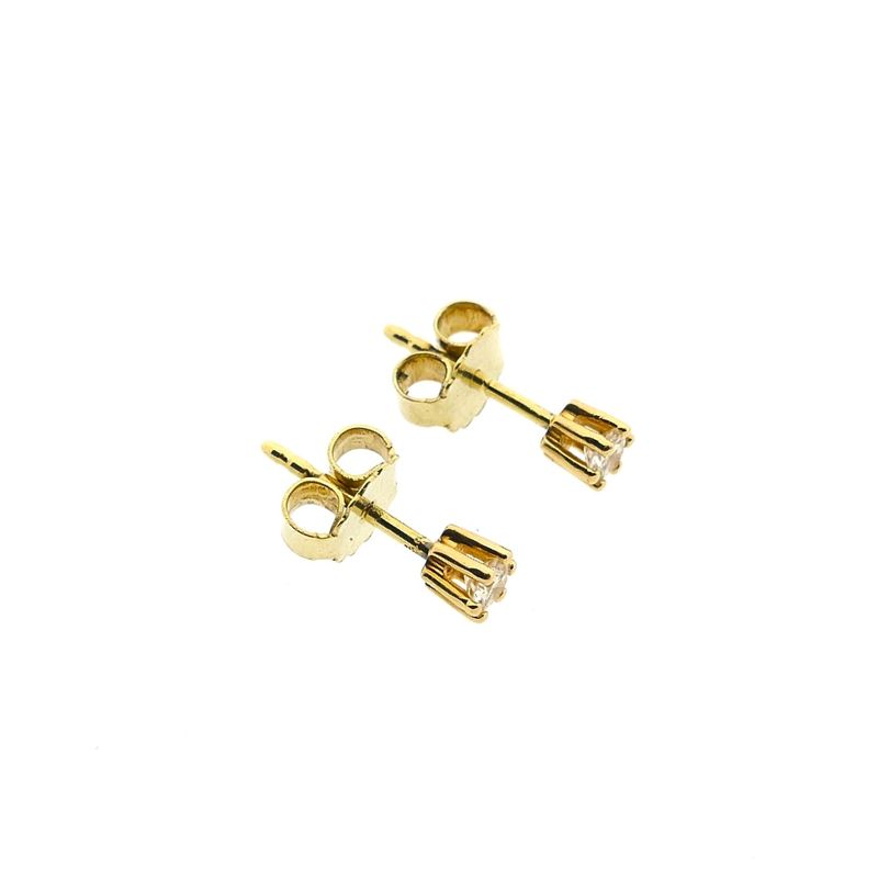 Image 8 of Golden Solitaire Stud Earrings with Diamond; 0.22 ct.