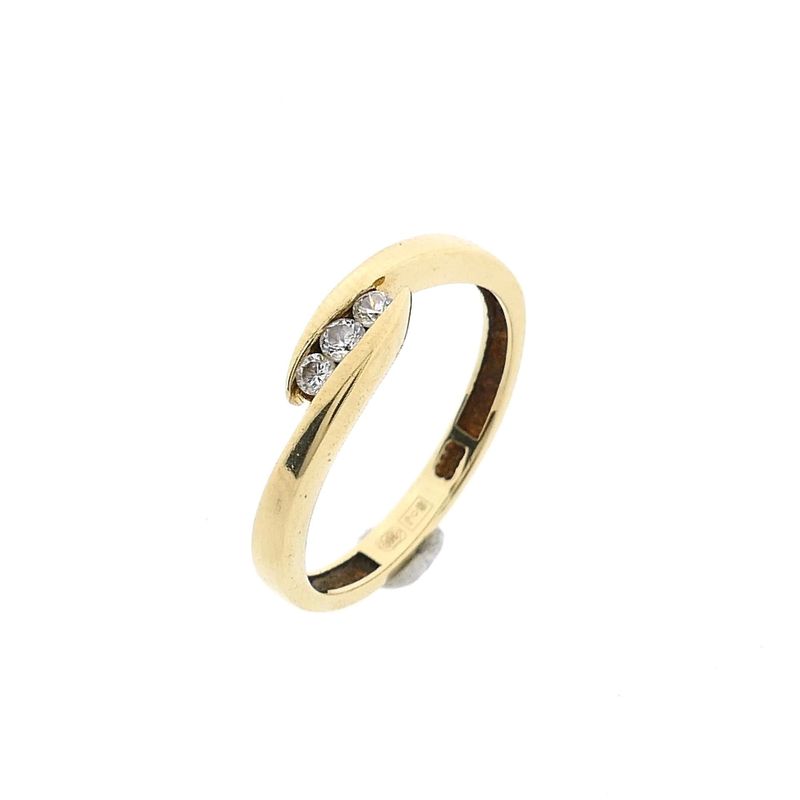 Image 1 of Gold Ring with Zirconia; 14 Karat; Size 17.25