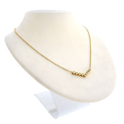 Gold necklace with fixed pendant and diamonds; 0.135 ct. Image 2 of Gold necklace with fixed pendant and diamonds; 0.135 ct.