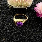 Image 2 of Vintage Gold Ring with Synthetic Purple Gemstone