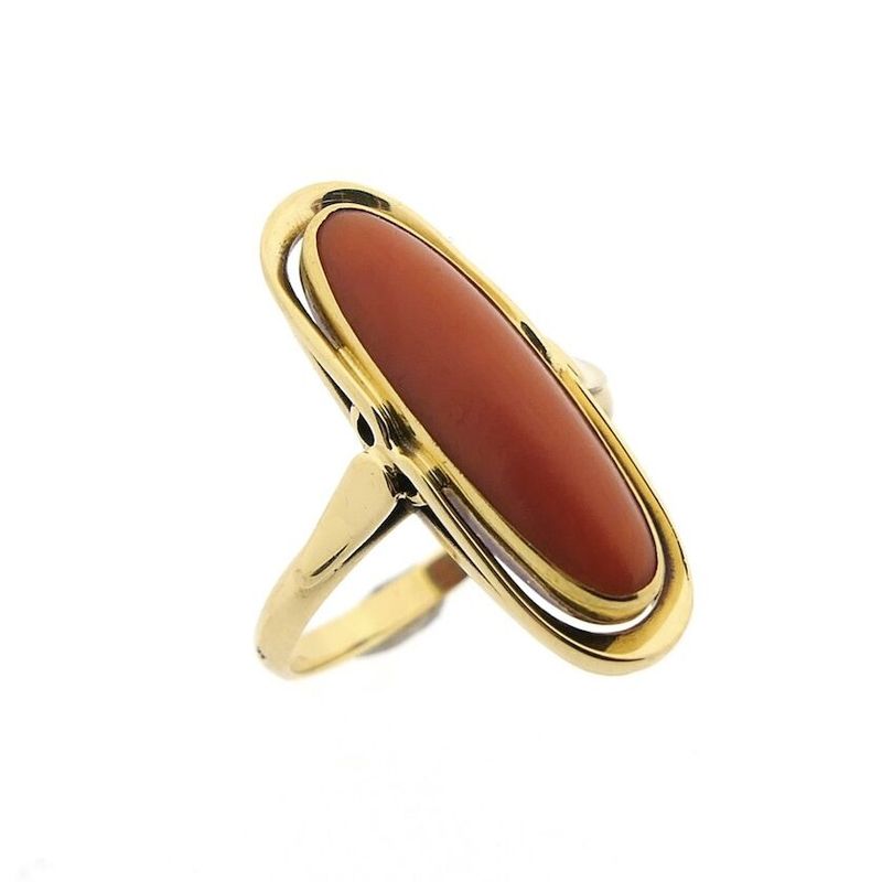 Image 1 of Gold ring with red coral | Vintage
