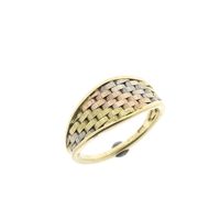 Tricolor gold woven ring