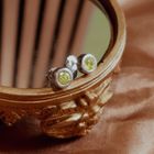 Image 5 of Silver stud earrings with green zirconia