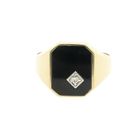 Image 3 of Gold men's signet ring with onyx and diamond | 0.02 ct.