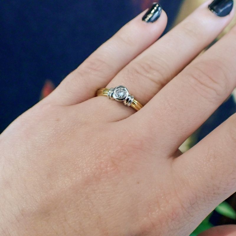 Image 4 of 18-karat bicolor solitaire ring with 0.20 ct. diamond