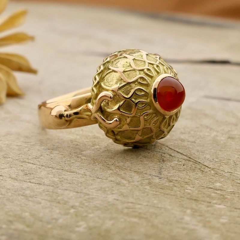 Image 2 of Vintage two-tone gold ring with carnelian