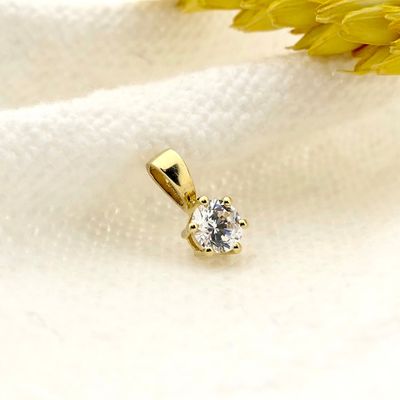 Afbeelding 2 van Gouden hanger met zirconia