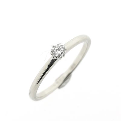 White gold solitaire ring with diamond | 0.08 ct. Image 1 of White gold solitaire ring with diamond | 0.08 ct.