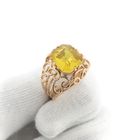 Image 9 of Vintage rose gold ring set with synthetic yellow gemstone