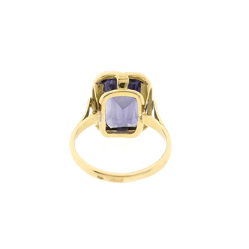 Image 6 of 14K Yellow Gold Ring with Purple Gemstone; Size 17.25