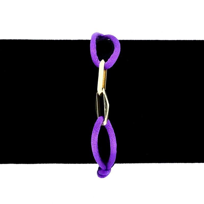 Image 11 of Forever Knots® Handmade Purple Satin Bracelet with Gold Link