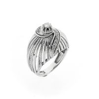 Witgouden statementring met diamanten; 0,17 ct.